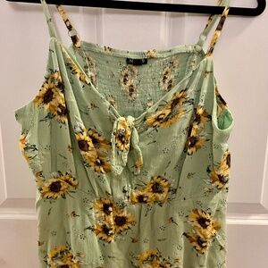 Sunflower with Green Tank Top